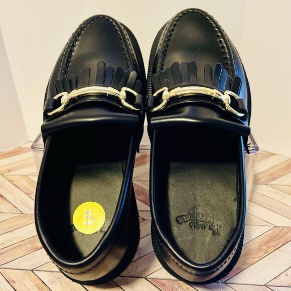 Dr Martens Adrian Snaffle Black Smooth Leather Loafers M 4 W 5 Kiltie Gold Bit - Picture 4 of 10